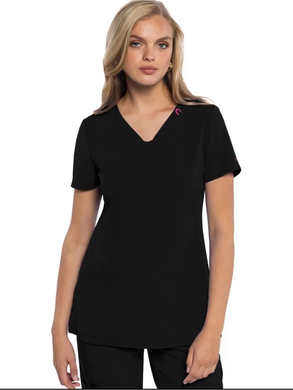 Womenโs Black V-Neck Scrub Top - Unbranded